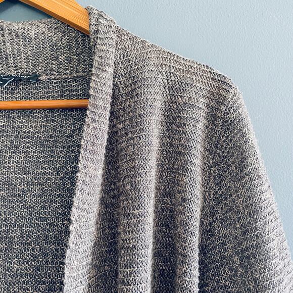 Eileen Fisher Linen Long Line Cardigan M Tan Duster Open Front Sweater Lagenlook - Picture 2 of 6